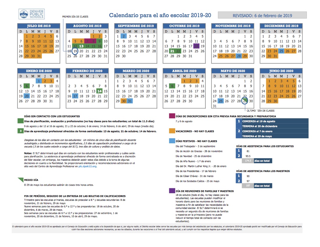 2019/2020 DPS Calendar STEDMAN ELEMENTARY