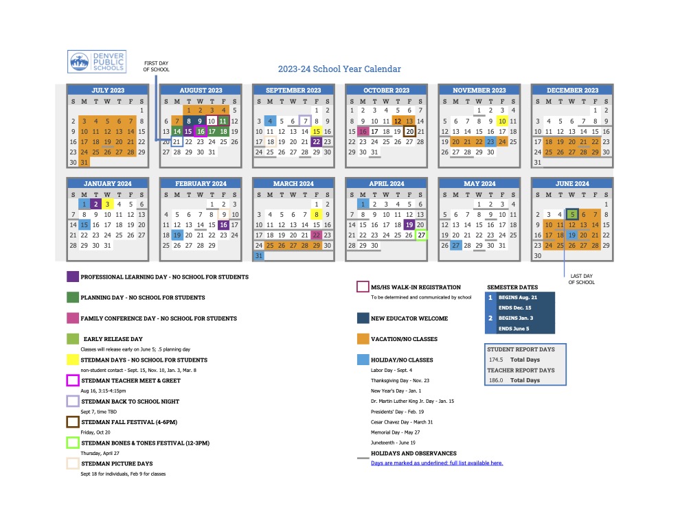 School Calendar STEDMAN ELEMENTARY